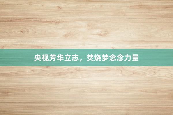 央视芳华立志，焚烧梦念念力量