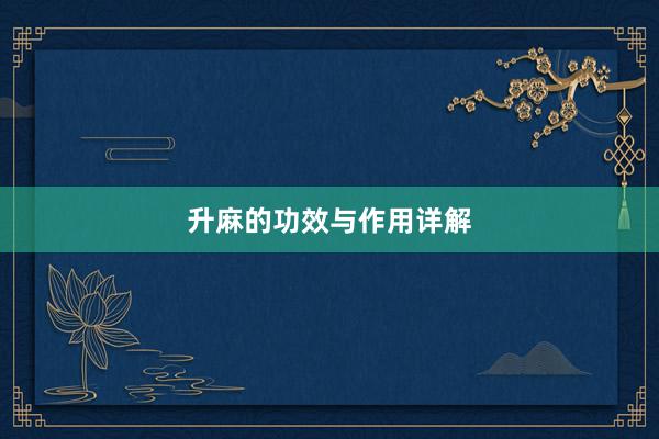 升麻的功效与作用详解
